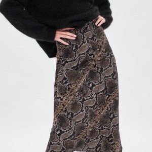 Zara TRF Snake Print Midi Skirt - Size Small